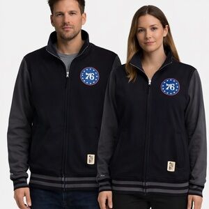 Mitchell & Ness Philadelphia 76’s Black and Gray Varsity Jacket